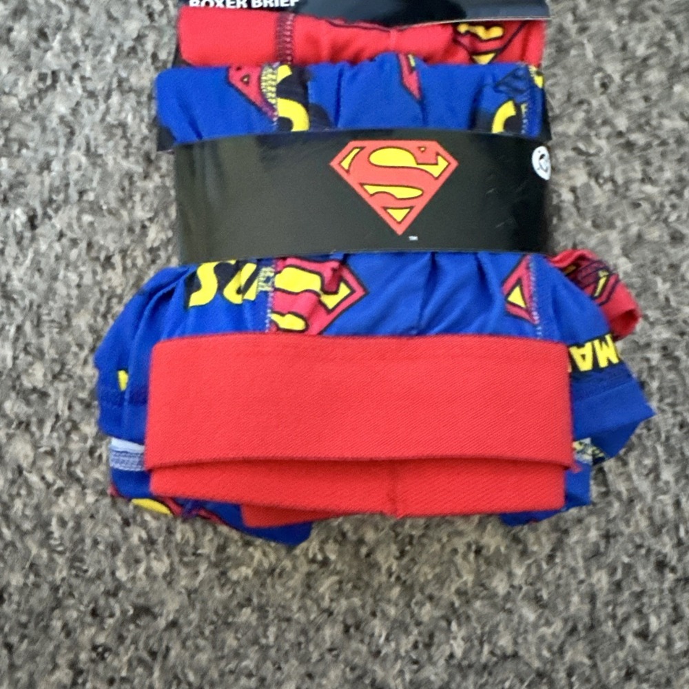 DC Superman Men's L Boxer Briefs 2-Pack Red/Blue/Yellow Polyester Stretch